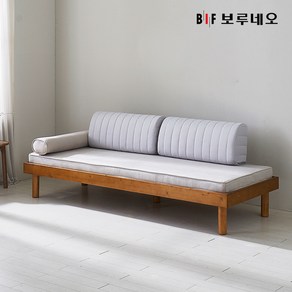 앳홈 솔라 원목 데이베드 소파베드 C타입 (프레임+매트+원형쿠션+등쿠션2개), 브라운소나무