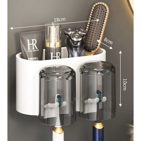 딥크러시 무타공 벽걸이 칫솔걸이 수납형 컵홀더 칫솔꽂이, 4개, 화이트