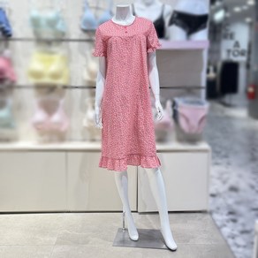 FILA 휠라언더웨어 [ NC터미널점] 여성 잠옷 리프 나염 파자마 원피스 FI4OPF2658FCAE