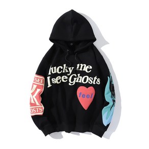 Kanye West Gaffiti Lette Pint Plus Velvet Sweatshit Men Haajuku Fleece Hoodie Hi [S00100294]