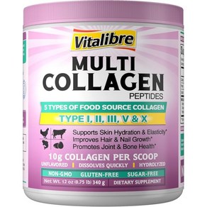 Multi Collagen Peptides Powde Type I II III V X Hydolyzed Collagen Potein fo Women and Men Skin, 1개