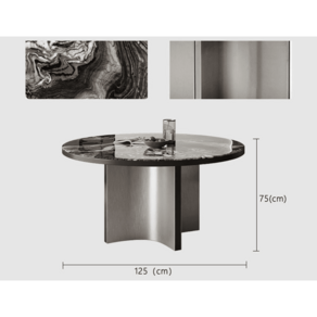 천연대리석식탁 6인용대리석식탁 원형 고급식탁, A타입 1.25m