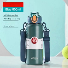 보온병 주방 물병 휴대용 커피 빨대 컵 뚜껑, 1개, 3.Blue 800ml