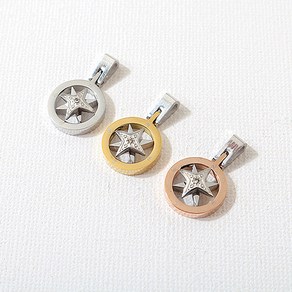 비즈아이 [8-021-14]써지컬스틸 펜던트 큐빅별나침반+고리 12x15mm 1개