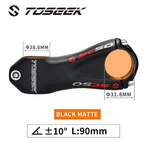 TOSEEK 탄소 자전거 스템 MTB 핸들 바 스템 라이저 홀더 사이클링 부품 10 도 31.8mm 80mm 90mm 100mm 110mm, [02] Matt-Angle 10-90mm, 1개