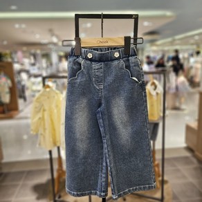 [치크]논현점!!24년 봄 여름신상품@@빠른배송##여아 예쁜핏 편한청바지**멋스러운 와이드청바지***스칼럽 주머니가 예쁜 와이드 데님 CKTJ2431G