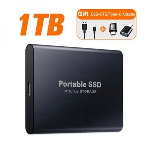 10TB외장하드 USB 휴대용 외장 하드 드라이브 1TB 2TB SSD M.2 디스크 메모리 PC 맥 데스크탑 맥북 2024 호환 가능, Black 1TB