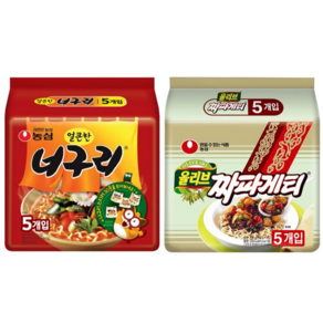 농심 얼큰한 너구리 120g + 짜파게티 140g 5개 세트