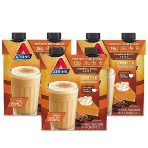 Atkins Pumpkin Spice 라떼 단백질 15g 순탄수화물 3g 설탕 1g 저혈당 케토 친화적 12개입