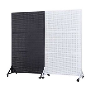 화장품 타공 철제 가판대 180CM 모자 마트 벽걸이, 흰색 70x100cm바퀴 포함 후크 20개, 70x100cm브래킷과범용바퀴+흰색후크20개