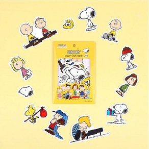 스누피 데코스티커 노랑 노트북 캐리어 꾸미기 대왕 유포지 SNOOPY AND FRIENDS, 1세트, 옐로우