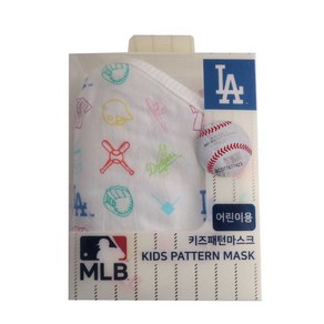 MLB LA 어린이용 화이트 키즈패턴마스크, 1개