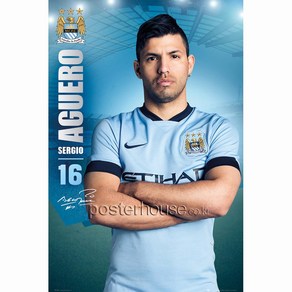 MAXI Poster 포스터 61x91 - 세르히오 아구에로 Manchester City Aguero 14 15