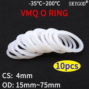 10pcs vmq 흰색 실리콘 o 링 개스킷 cs 4mm 외경 12 95mm 식품 등급 고무 절연 라운드 o 모양 씰 o 링 실리콘 링, 외경 36mm CS 4mm, 10개