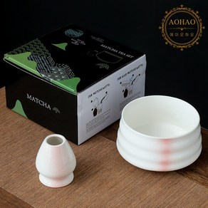 AOHAO Matcha whisk 말차도구 2/4 PCS 세트 차선 다완, 1세트, 빨간 라인 2pcs