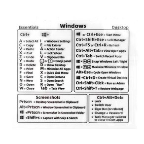 노트북 컴퓨터 PC 키스킨 키보드 커버 키커버 컴퓨터용 단축키 스티커 영어 맥 크롬북 윈도우 포토샵 딜 참조, [02] Fo Windows