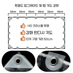 PVC 투명 방수 타프 플라스틱 천막 시트 비닐차양막, 1x1.5m, A