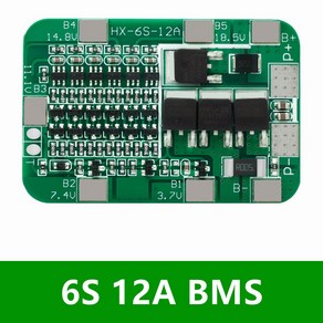 리튬 이온 배터리 셀 모듈용 PCB BMS 보호 보드 6 팩 18650 6S 12A 25A 24V 25.2V 1 10 개 균형, 6S 12A BMS 1PCS, 1개