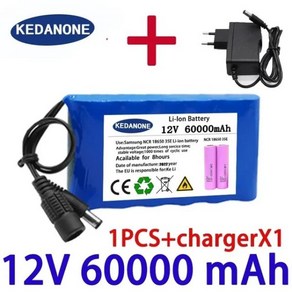 휴대용 CCTV 캠 모니터 12V 20000Mah 배터리 충전식 DC 12.6V 30Ah, 60Ah X1 ChageX1, 02 60Ah X1 ChageX1, 01 CHINA