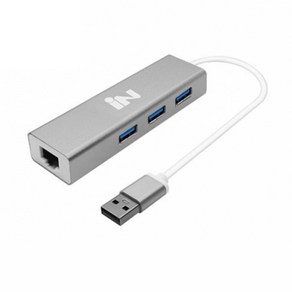 인네트워크 USB 3.0 to LAN 노트북 랜선 젠더 3포트 멀티 허브 IN-3U3L1