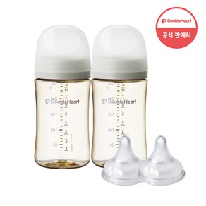 더블하트 모유실감 3세대 PPSU 모먼트 트윈팩 240ml+젖꼭지(2입)