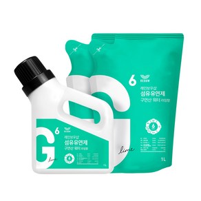 레인보우샵 섬유유연제 구연산 워터 라임향 세트 용기 1L 1개 리필 1L 2개