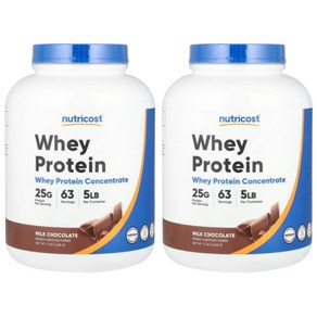 뉴트리코스트 웨이 프로틴 콘센트레이트 Whey Potein Concentate 밀크 초콜릿 5LB 2268g 2개, 2.268kg