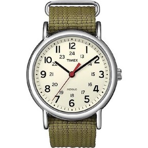 Timex Weekende 아날로그 베이지 다이얼 남여 공용 시계 - T2N651