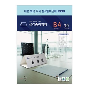 디자인글꽃 삼각종이명패(대형 백색무지) 프린터용지 B4(30장) B4-W-01