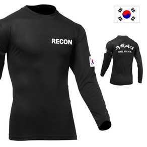 군헌터 쿨론 RECON 수색대대 검정 긴팔 군인 군용 군대 티셔츠