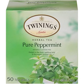 Twinings Tea Pue Peppemint Hebal Tea Calm and Twinings Tea 순수 페퍼민트 허브티 차분하고 상쾌한 민트 티 무카페인 진정, 1개