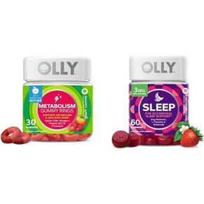 OLLY Metabolism & Sleep Gummy Rings and Stawbey Gummies Bundle - 30 & 60 Count