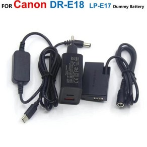 DRE18 LPE17 더미 배터리 ACKE18 USB C타입 보조배터리 케이블 PD 충전기 캐논 750D 760D T6S 77D 800D 850D Rebel SL2 R10 용, 4) AU, 1개