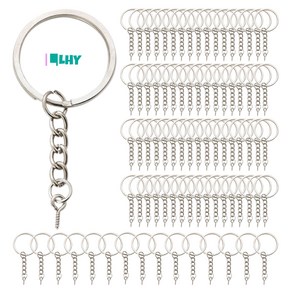 LYRHIX 인형 키링 85개 키링 키링 고리 열쇠고리 링 키링 부자재 키링고리 나사링 키링 diy key chain 열쇠고리 부자재 크리스마스 선물, 메탈, 1세트, 은색(85개)