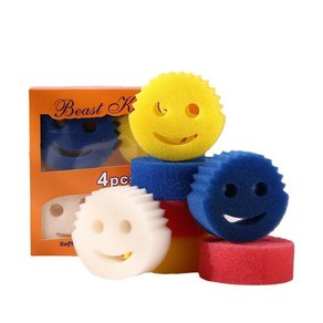 스마일 스펀지 수세미 smile sponge, 1세트, 4개