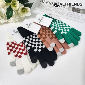 ALFRIENDS 체크 니트 스마트 터치장갑