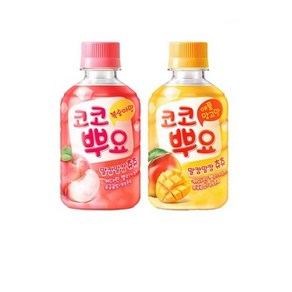 팔도 코코뿌요 애플망고맛 280ml x 6개 + 복숭아맛 280ml x 6개 코코넛 젤리 음료, 1세트