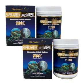 DeamLife SUPER GREEN LIPPED MUSSEL 드림라이프 뉴질랜드 초록입홍합 글루코사민 상어연골 9000 180정2팩, 180정, 2개