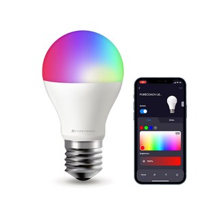 퓨어코치 홈IoT 전구색 RGB LED Wi Fi 무선 스마트 전구 9.5W LB806-E26, 1개