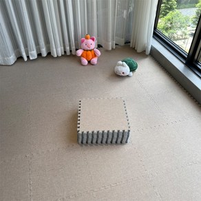 [5컬러] 1cm 면마 면포 층간소음 방지 충격 흡수 린넨 코튼 깔끔한 프리 퍼즐 바닥매트 10P, 10개, 베이지