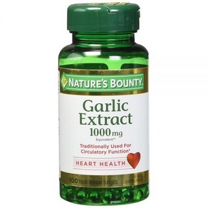 Natue's Bounty Galic Extact Rapid Release 네이처스 바운티 마늘 추출물 1000mg 하트 헬스 허벌 서플리먼트 건강선물 100정 4팩, 4개