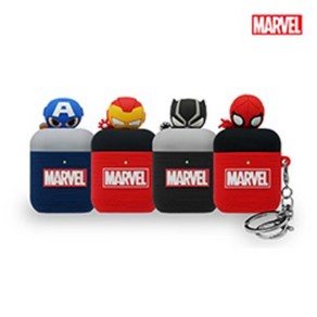 MARVEL [마블] 정품 갤럭시버즈.에어팟 이어폰 솔리드.실리콘.3D포인트 케이스 16종 [캡틴아메리카 아이언맨 블랙팬서 스파이더맨], 09.피규어 블랙팬서(에어팟1.2), 마블 에어팟 실리콘 케이스