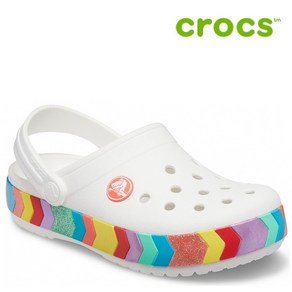 크록스 아동 샌들 H12- 207007-100 Kids Cocband Chevon Beaded Clog White