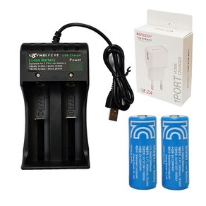 BENONE 베논 2구 충전기 + 26650 충전용 배터리 2개 5000mAh 3.7V +USB 충전기 풀세트