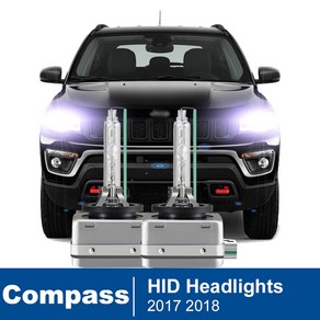 지프 컴패스 HID 제논 헤드라이트 전구 6000K 하이 로우 빔 전구에만 적합 2 개, [01] Jeep Compass, [01] 6000K