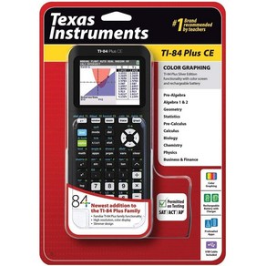 텍사스 인스트루먼트 TI-84 플러스 CE 공학계산기 블랙 Texas Instuments TI-84 Plus CE Colo Gaphing, 1개