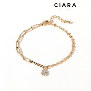 CIARA 14K Emiliano 선샤이닝 서클 믹스 체인 팔찌(GoldPlated)