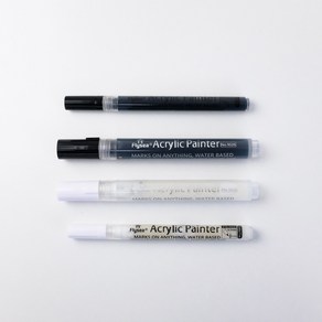 아크릴마카펜 아크릴펜 유리에쓰는펜 흰색 검정색 낱색 단품 acylic make black white pen, 화이트, 0.7mm