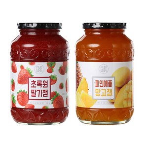 초록원 딸기잼1kg +파인애플망고잼1kg (쨈 토스트 시럽), 1kg