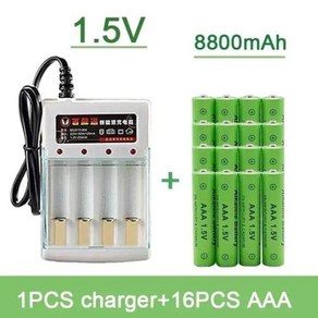 충전기 포함 충전식 배터리 AA 알카라인 배터리 전기 장난감 MP3 에 적합 1.5V AAA8800MAH 판매, 2) 16PCS-chage